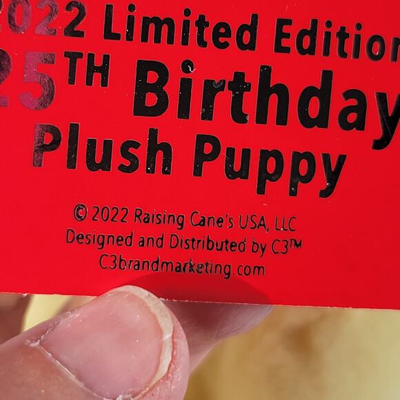 Raising Cane's 25th Birthday Dog Plush, Collectible Stuffed Animal - Picture 16 of 16